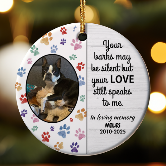 Personalized Dog Photo Christmas Ornament - Pet Memorial Keepsake