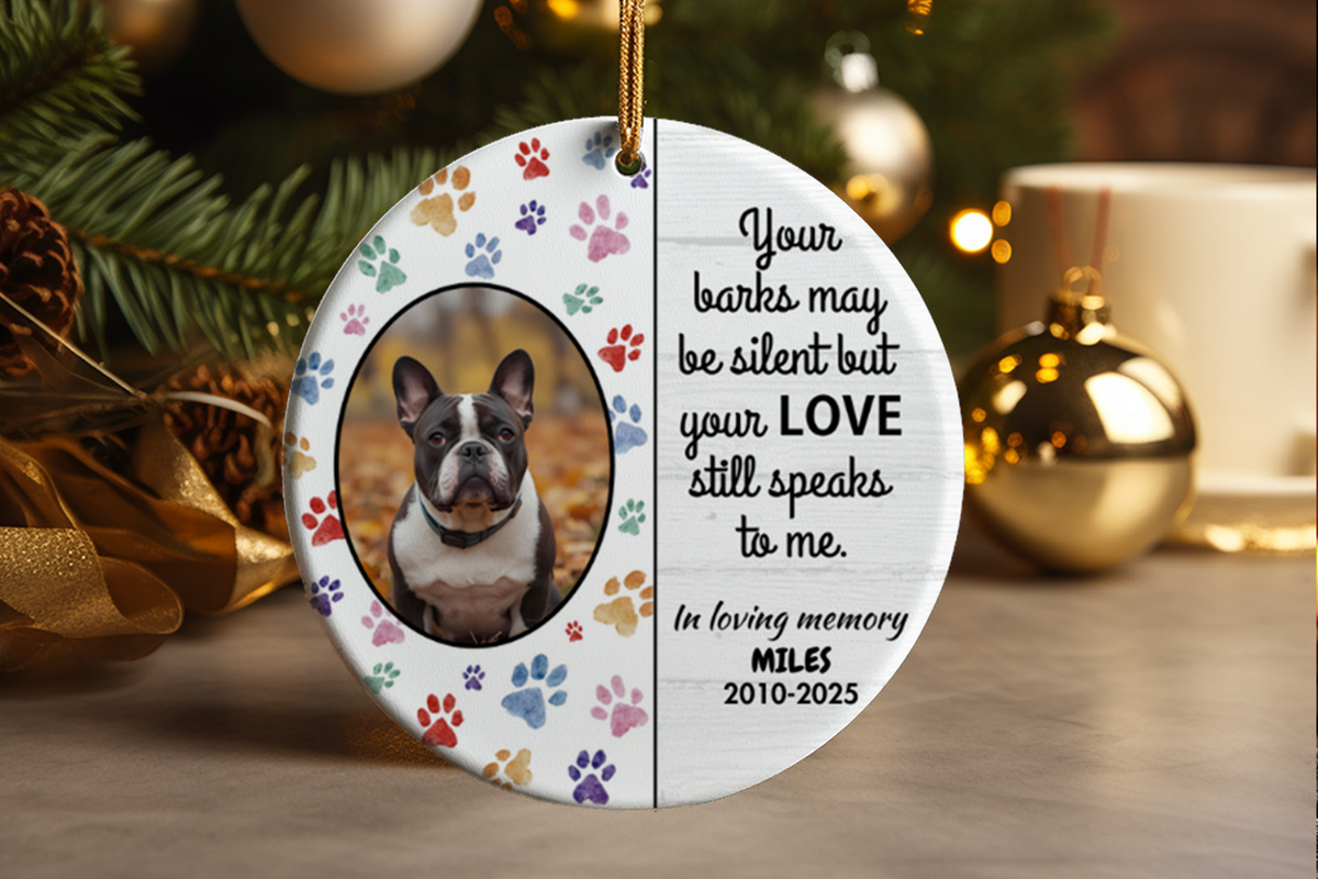 Personalized Dog Photo Christmas Ornament - Pet Memorial Keepsake