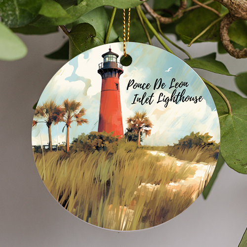 Ponce De Leon Inlet Lighthouse, Central Florida, Souvenir, Ceramic Gift Ornament