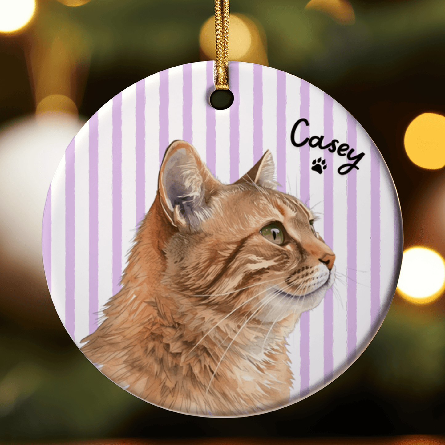 Personalized Dog or Cat Photo Ornament – Custom Watercolor Pet Ornament with Name