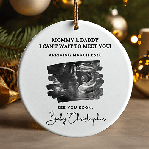 Ultrasound Photo Ornament - Pregnancy Announcement Christmas Gift